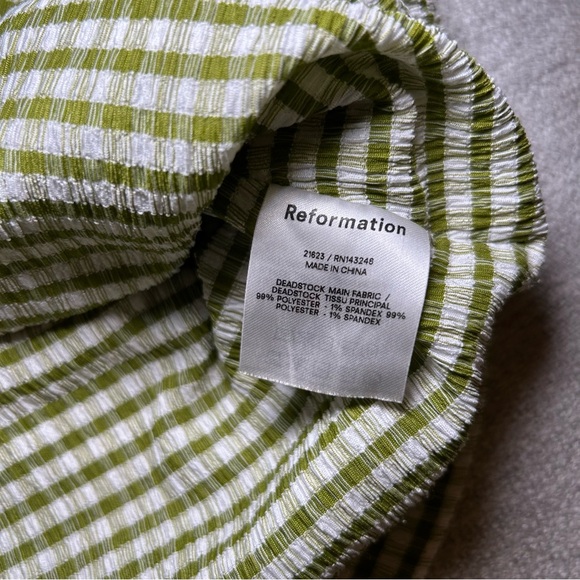 Reformation Plaid Tube Top Green and White Size Medium - Picture 5 of 8